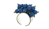 Anello Bouquet in metallo rodiato Cristalli perlati e sfera strass - Colore Blu Chiaro - Rebollo srl