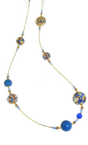 Collana Astrea in cristalli perlati e Perla Vetro di Murano - Colore Azzurro - Rebollo srl