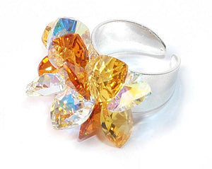 Anello Arianna con cristalli taglio cuore - Colore Ambra - Rebollo srl