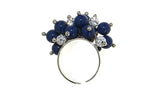 Anello Bouquet in metallo rodiato Cristalli perlati e sfera strass - Colore Blu - Rebollo srl