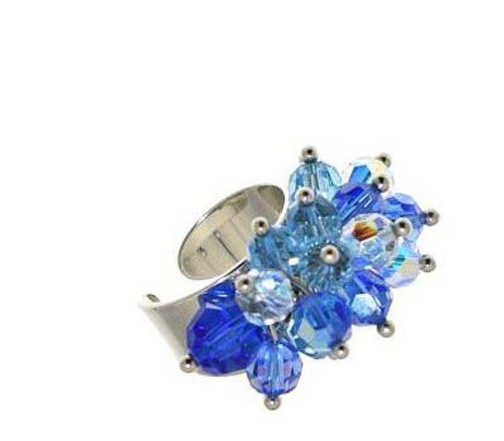 Anello Dafne con cristalli - Colore Azzurro - Rebollo srl