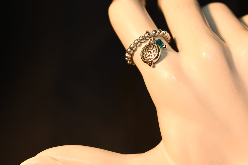 Amulette ring with crystals - Blue gradation color
