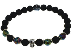 Bracciale Uomo con Perle in Lava e Perle in Vetro - Colore Nero A.B. Scarabeo - Rebollo srl