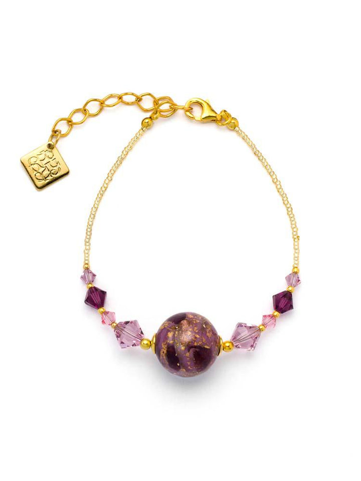 Bracciale Partenope con cristalli e perle In Vetro di Murano - Colore Ametista - Rebollo srl