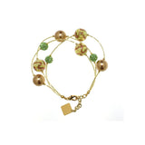 Bracciale Isa con cristalli perlati e perle in Vetro di Murano - Colore Verde - Rebollo srl