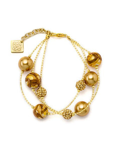 Bracciale Isa con cristalli perlati Swarovski e perle in Vetro di Murano - Colore Gold - Rebollo srl
