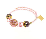 Bracciale Concordia in cristalli perlati e cristalli e Perle Vetro Murano - Colore Rosa - Rebollo srl
