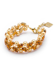 Bracciale Titina con cristalli perlati cristalli e strass - Colore Gold Pearl e Ambra - Rebollo srl