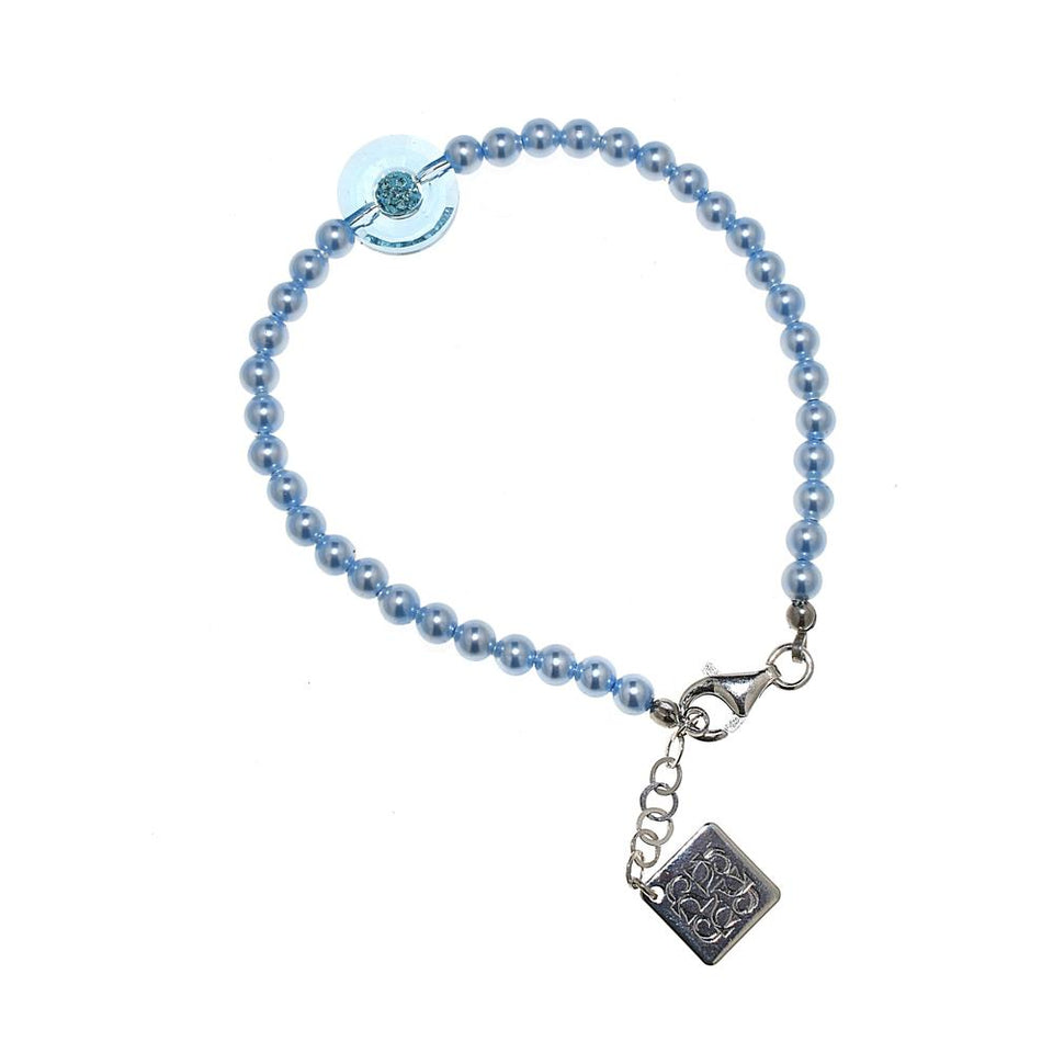Bracciale Little Look con cristalli perlati cristallo Ring e perla in strass - Colore gradazione Blu - Rebollo srl