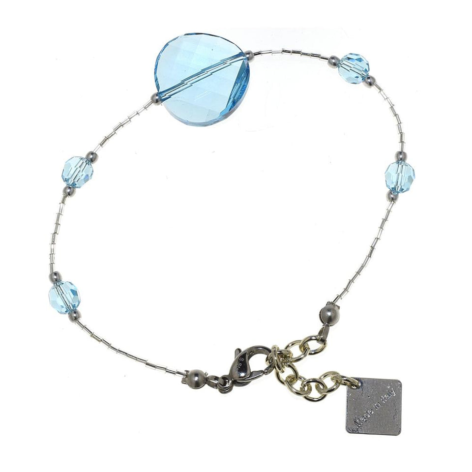 Bracciale Cercami con cilindri in vetro e cristalli e un cristallo Twist - Colore gradazione Blu - Rebollo srl