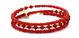 Bracciale Cristalli Splendenti in cristalli sfaccettati a rombo - Colore Gradazione Rosso - Metallo placcatura oro