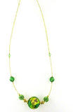 Collana Alpan in cristalli e sfera strass e Perla Vetro Murano - Colore Verde - Rebollo srl