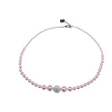 Collana Bouquet con cristalli perlati e sfera con strass - Colore Rosa - Rebollo srl