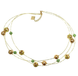 Collana Isa con cristalli perlati e perle In Vetro di Murano - Colore Verde - Rebollo srl