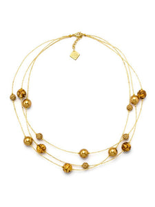 Collana Isa con cristalli perlati Swarovski e perle In Vetro di Murano - Colore Gold - Rebollo srl