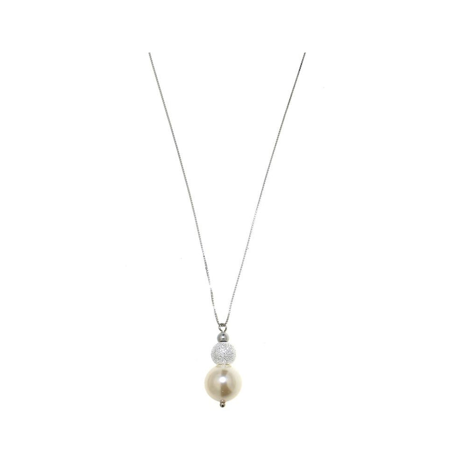 Collana Cibele con cristalli perlati e sfera con strass - Colore Perla Creamrose - Rebollo srl