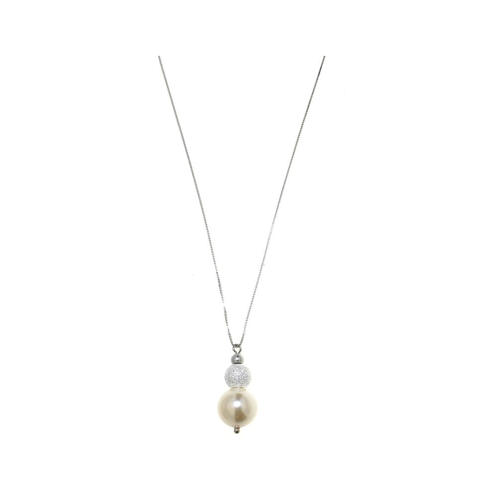 Collana Cibele con cristalli perlati e sfera con strass - Colore Perla Creamrose - Rebollo srl