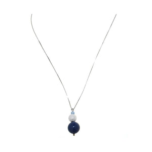 Collana Cibele con cristalli perlati e sfera con strass - Colore Blu - Rebollo srl