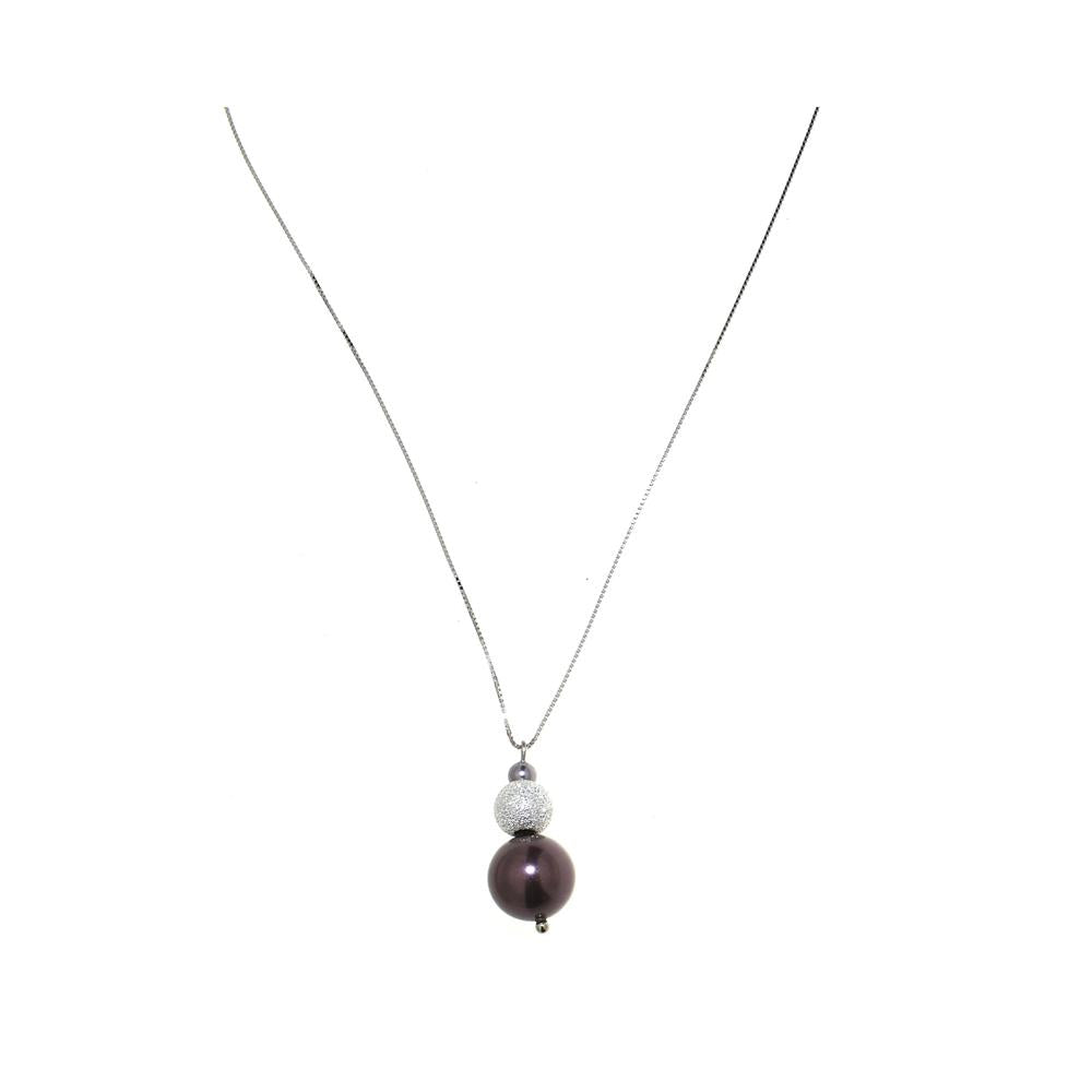 Collana Cibele con cristalli perlati e sfera con strass - Colore Ametista - Rebollo srl