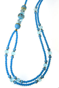 Collana Concordia in cristalli perlati e cristalli e Perle Vetro Murano - Colore Turchese - Rebollo srl