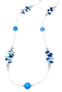 Collana Calliope con cristalli perlati e cristalli - Colore Azzurro - Rebollo srl
