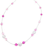 Collana Nabilia con cristalli e sfere in strass - Colore Rosa - Rebollo srl