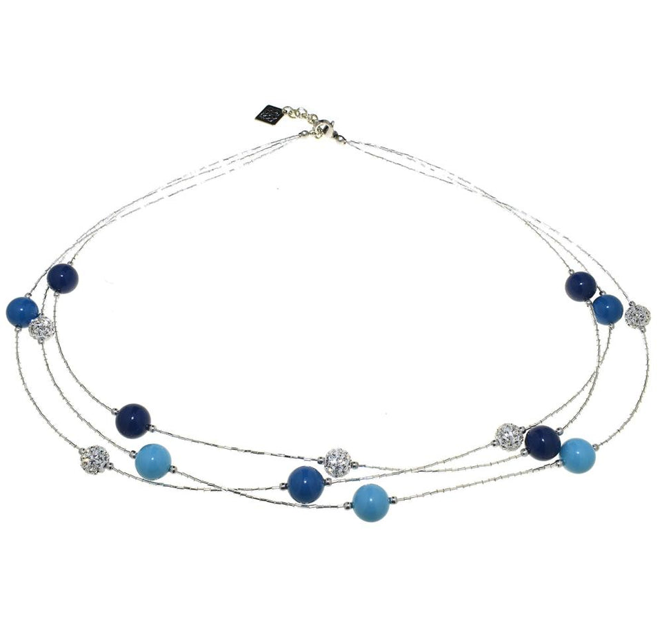 Collana Munira con cristalli - Colore Blu - Rebollo srl