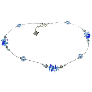 Collana Armonia con cristalli perlati e cristalli - Colore Blu - Rebollo srl