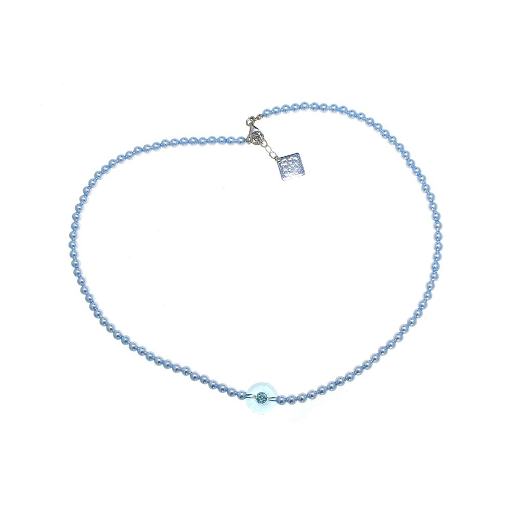 Collana Little Look con cristalli perlati cristallo Ring e perla in strass - Colore gradazione Blu - Rebollo srl