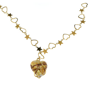 Collana bijoux in vetro  di murano Collezione 2022 - Colore gradazione ambra - Rebollo srl -