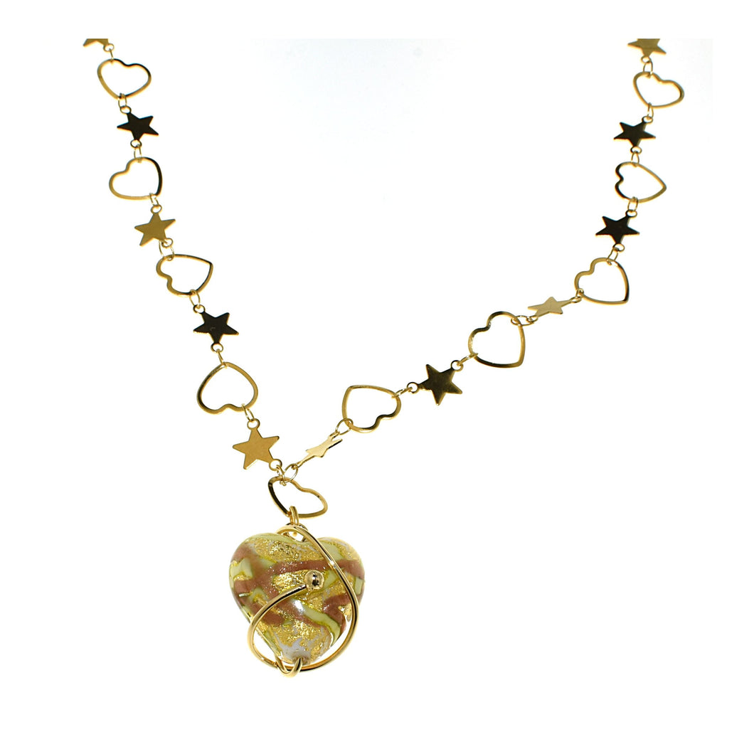 Collana bijoux in vetro  di murano Collezione 2022 - Colore gradazione ambra chiaro - Rebollo srl -