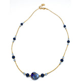Collana Tesori Brillanti in cristalli perlati cristallo e vetro di Murano - Colore Blu - Metallo placcatura oro