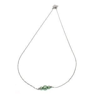 Collana Perle Scintillanti in cristallo perlato - Colore Gradazione verde - Argento 925 placcatura rodio
