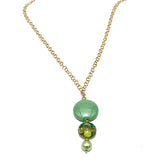 Collana Spazio Infinito in cristallo perlato e vetro di Murano - Colore gradazione Verde - Metallo placcatura oro