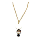 Collana Spazio Infinito in cristallo perlato e vetro di Murano - Colore gradazione Nero - Metallo placcatura oro