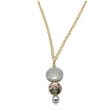 Collana Spazio Infinito in cristallo perlato e vetro di Murano - Colore gradazione Rosa - Metallo placcatura oro