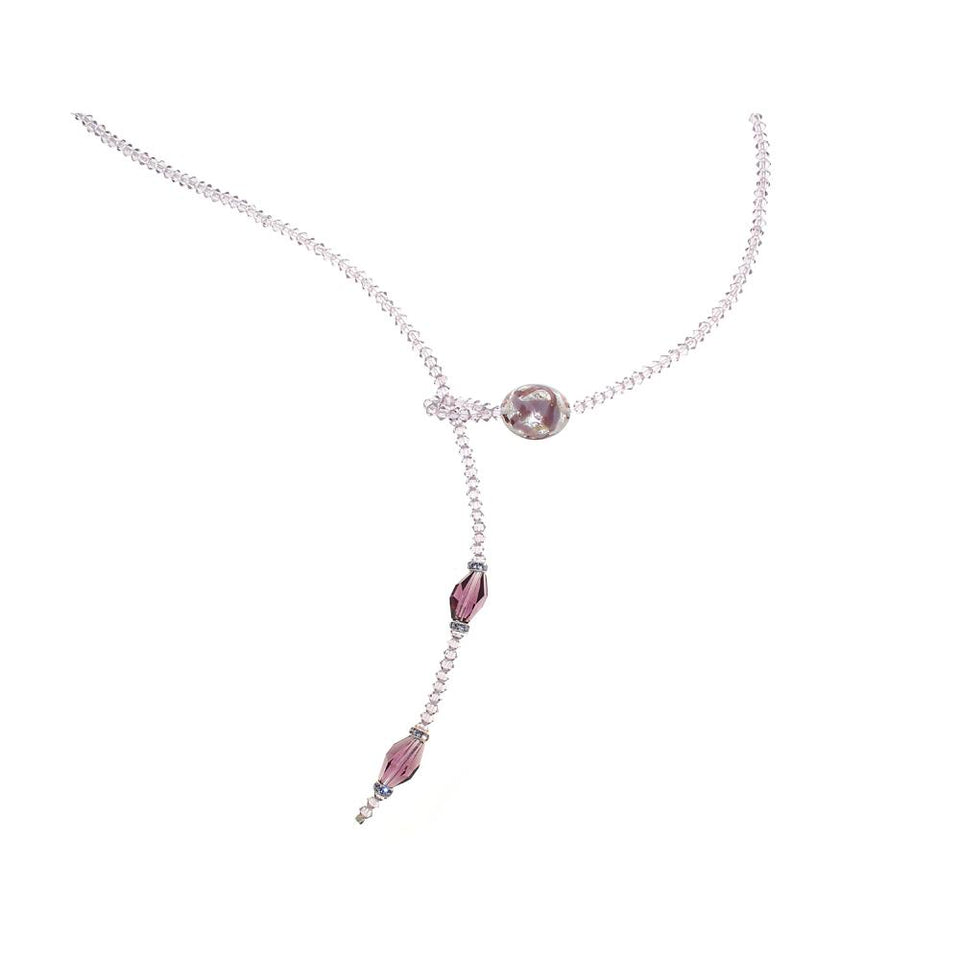 Collana Loop con cristalli di forma rombo e un cristallo Ring - Colore gradazione Ametista - Rebollo srl