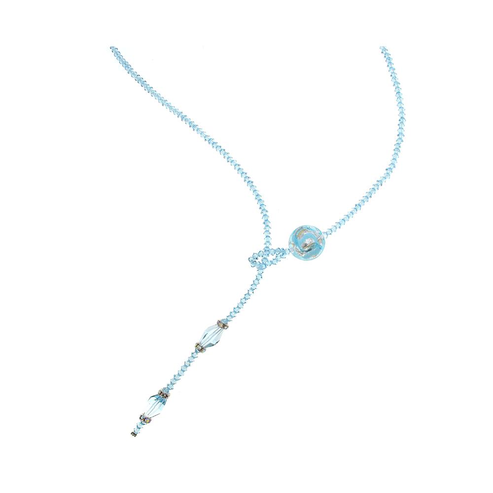 Collana Loop con cristalli di forma rombo e un cristallo Ring - Colore gradazione Acquamarina - Rebollo srl