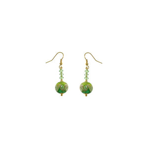 Orecchino Alpan in cristalli e Perla Vetro Murano - Colore Verde - Rebollo srl