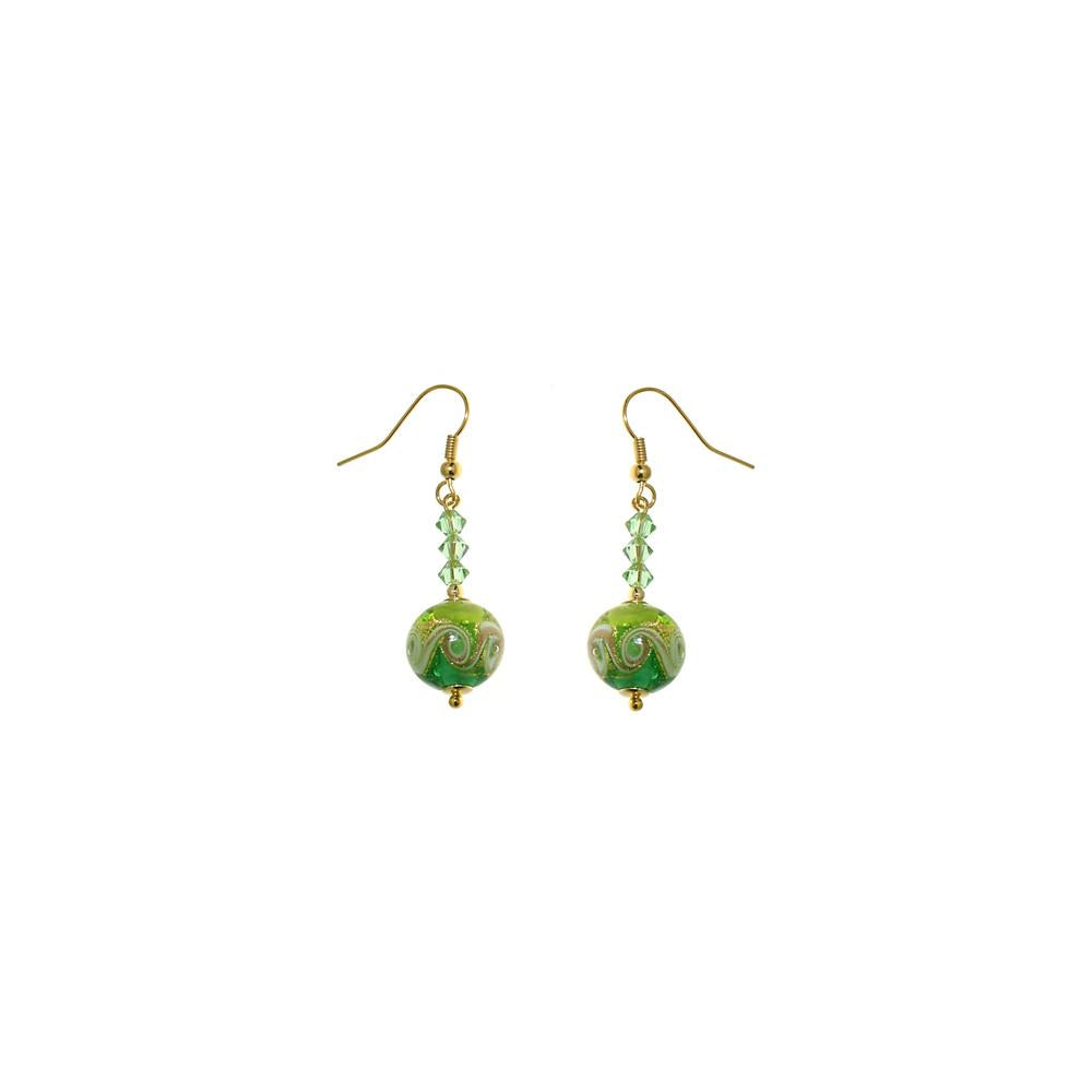 Orecchino Alpan in cristalli e Perla Vetro Murano - Colore Verde - Rebollo srl