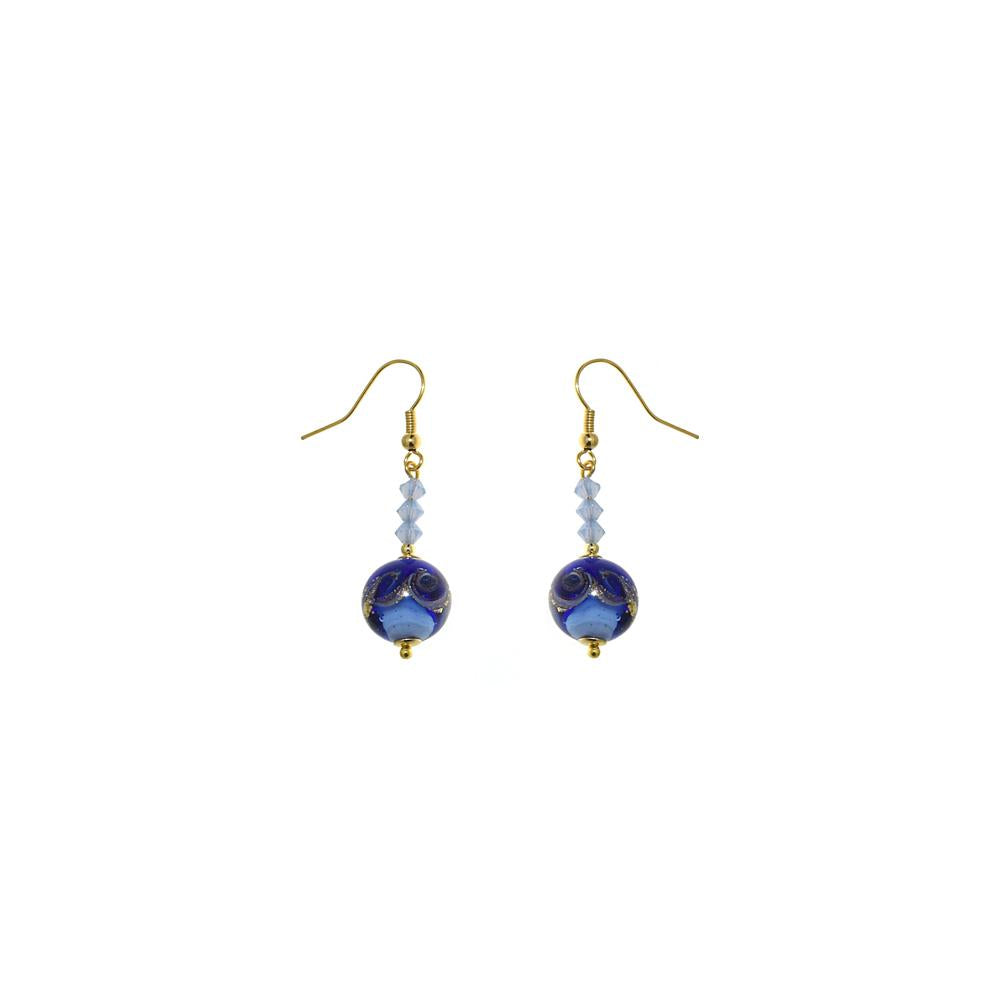 Orecchino Alpan in cristalli e Perla Vetro Murano - Colore Blu - Rebollo srl