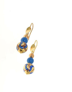 Orecchini Medea in cristalli perlati e Perla Vetro di Murano - Colore Azzurro - Rebollo srl