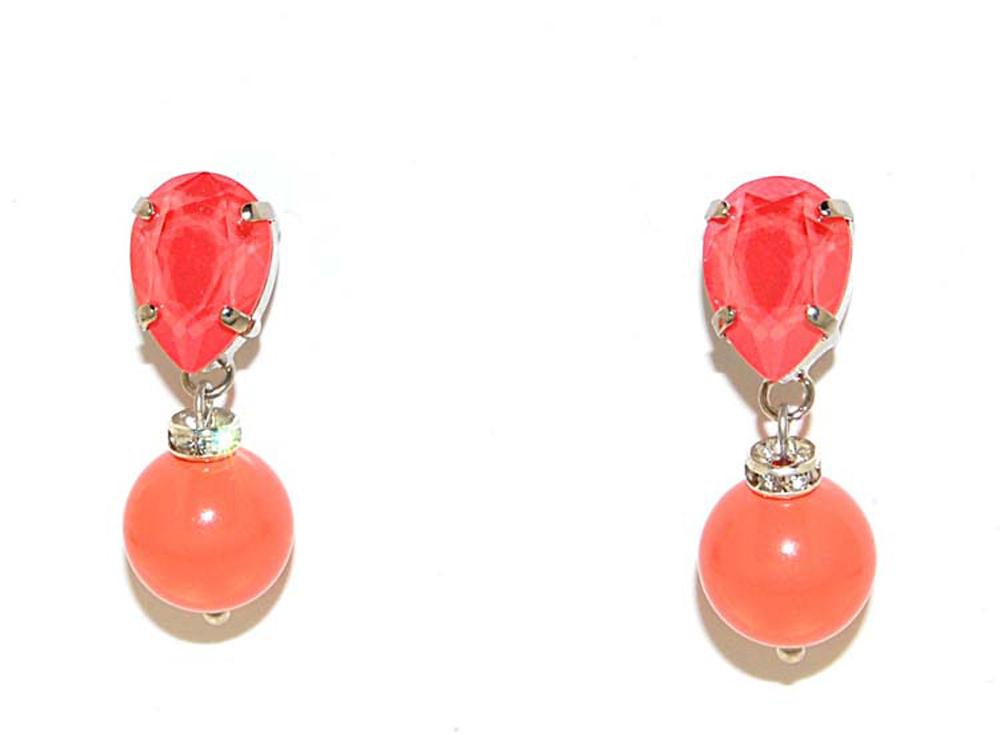 Orecchini Semia in cristalli perlati e strass - Colore Rosa Perlato e Rosa - Rebollo srl