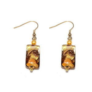 Orecchini Luce di Perle in vetro di Murano e cristallo perlato - Colore Topazio - Metallo placcatura oro