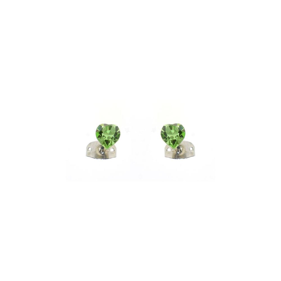 Orecchino Small Heart Light con cristalli strass - Colore gradazione Verde - Rebollo srl