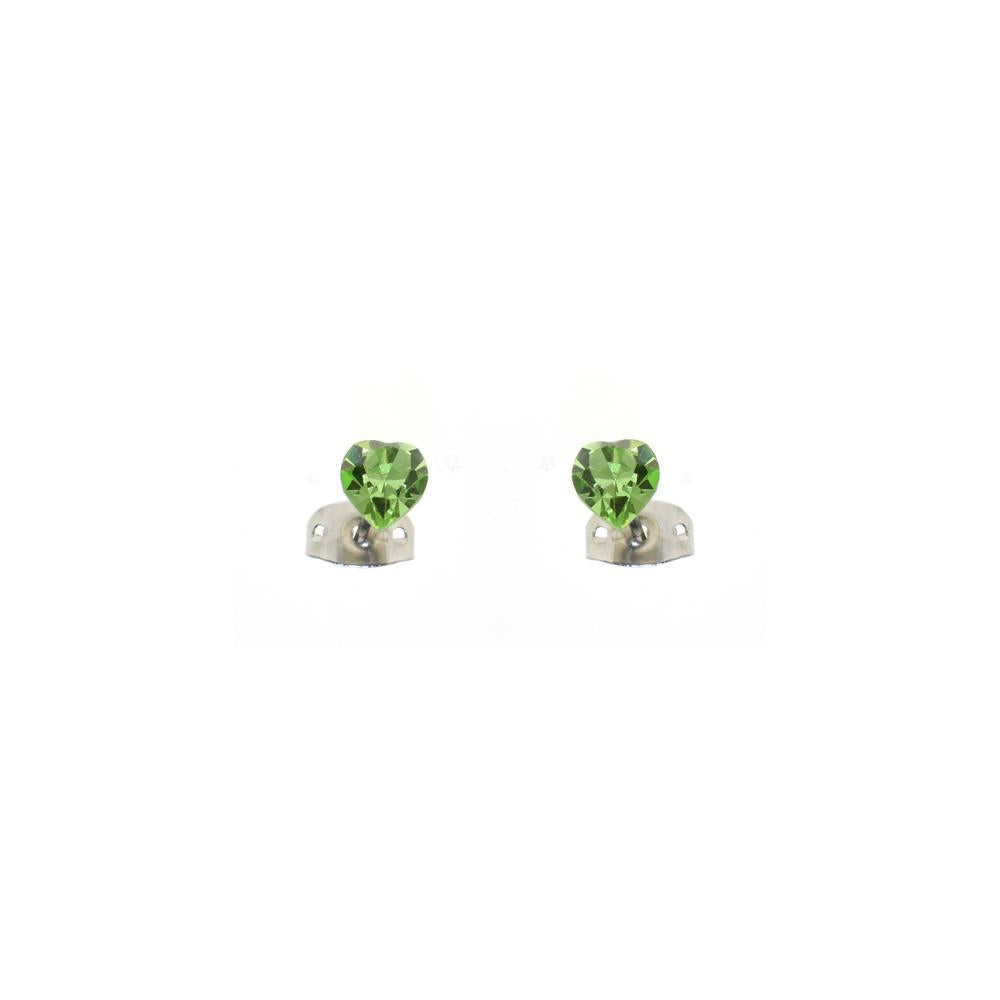 Orecchino Small Heart Light con cristalli strass - Colore gradazione Verde - Rebollo srl
