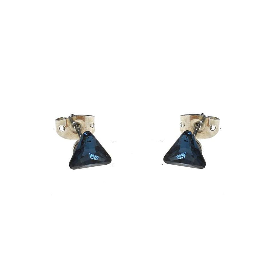 Orecchino Small Triangle Light con cristalli strass - Colore gradazione Blu Scuro - Rebollo srl