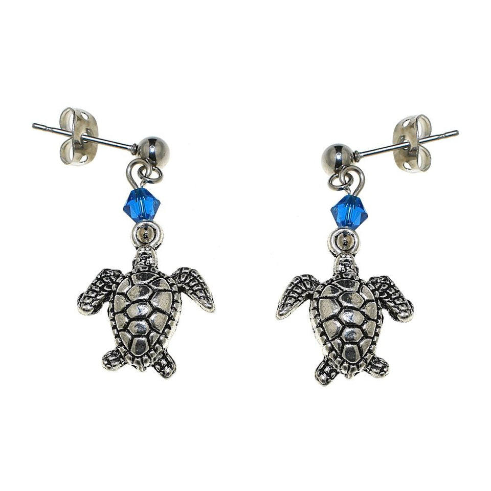 Orecchino Amulette con cristalli rombo e tartaruga - Colore gradazione Blu - Rebollo srl