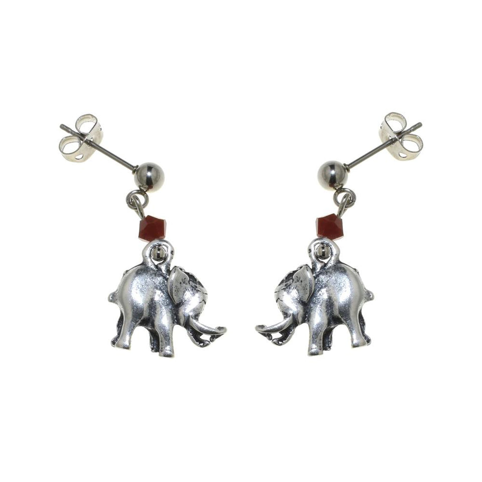 Orecchino Amulette con cristalli rombo e elefante - Colore gradazione Rosso - Rebollo srl