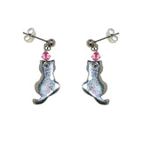 Orecchino Amulette con cristalli rombo e gatto - Colore gradazione Rosa - Rebollo srl